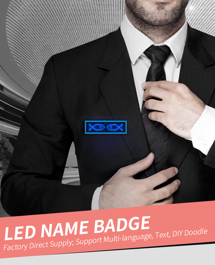 LED Name Badge USB Recharge Programming Digital Display LED Card Screen for Bar Hotel Party Supermarket School and Restaurant（images 8）