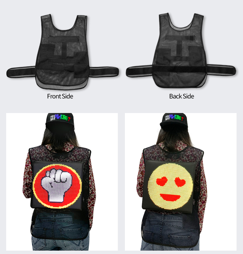 Light Go Bicycle Direction Indicator Remote Controller Blinker Backpack Turn Signal Arrows Logo LED Screen Advertising Vest（images 10）