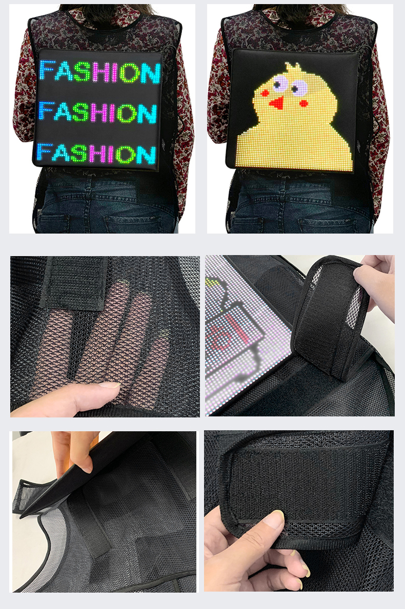 Light Go Bicycle Direction Indicator Remote Controller Blinker Backpack Turn Signal Arrows Logo LED Screen Advertising Vest（images 11）