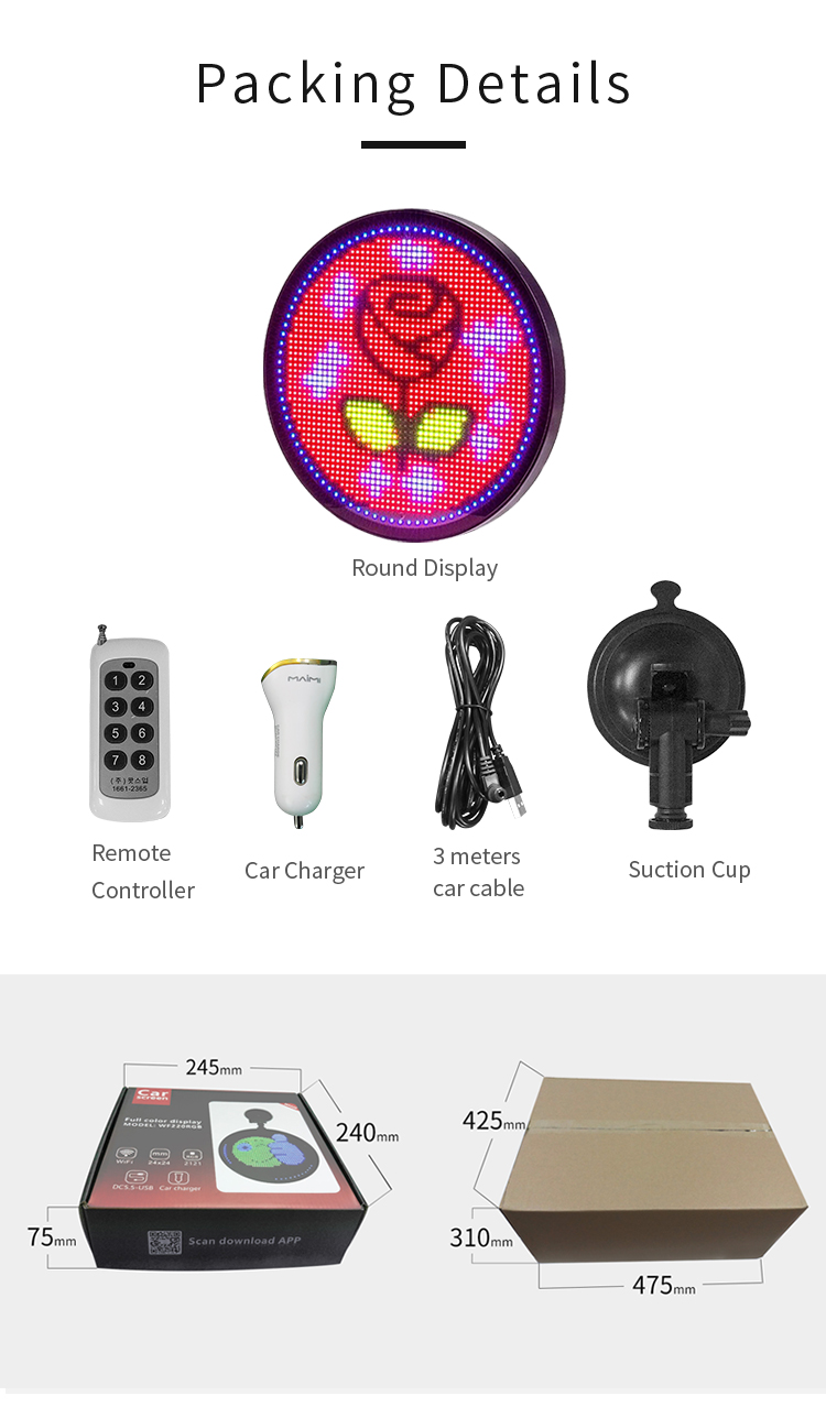 LED Display On Car Rear Window Full Color Light Mobile Phone APP Control DIY Expression Screen Panel Very Funny Light Show LED（images 14）