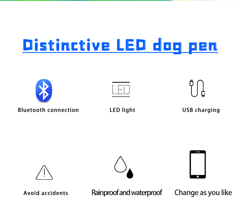 LED Dog Collar Glow in the Dark Light Up Luminous Dog Collar Waterproof Rechargeable Lighted LED Pet Safety Collar（images 2）