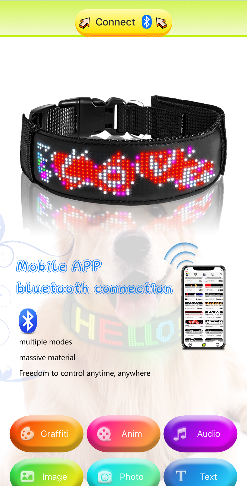 LED Dog Collar Glow in the Dark Light Up Luminous Dog Collar Waterproof Rechargeable Lighted LED Pet Safety Collar（images 5）