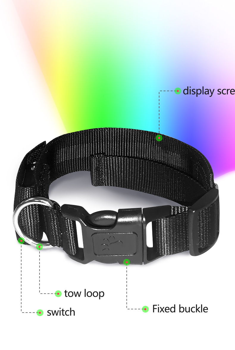 LED Dog Collar Glow in the Dark Light Up Luminous Dog Collar Waterproof Rechargeable Lighted LED Pet Safety Collar（images 7）