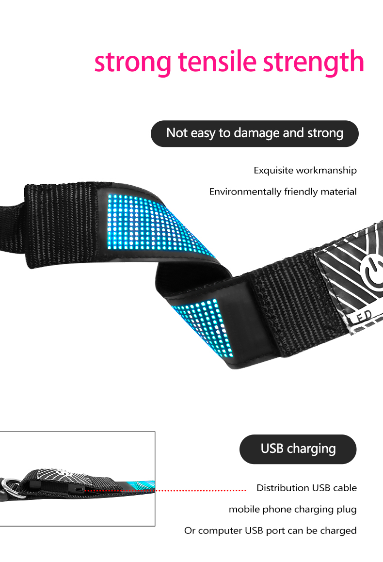 LED Dog Collar Glow in the Dark Light Up Luminous Dog Collar Waterproof Rechargeable Lighted LED Pet Safety Collar（images 8）