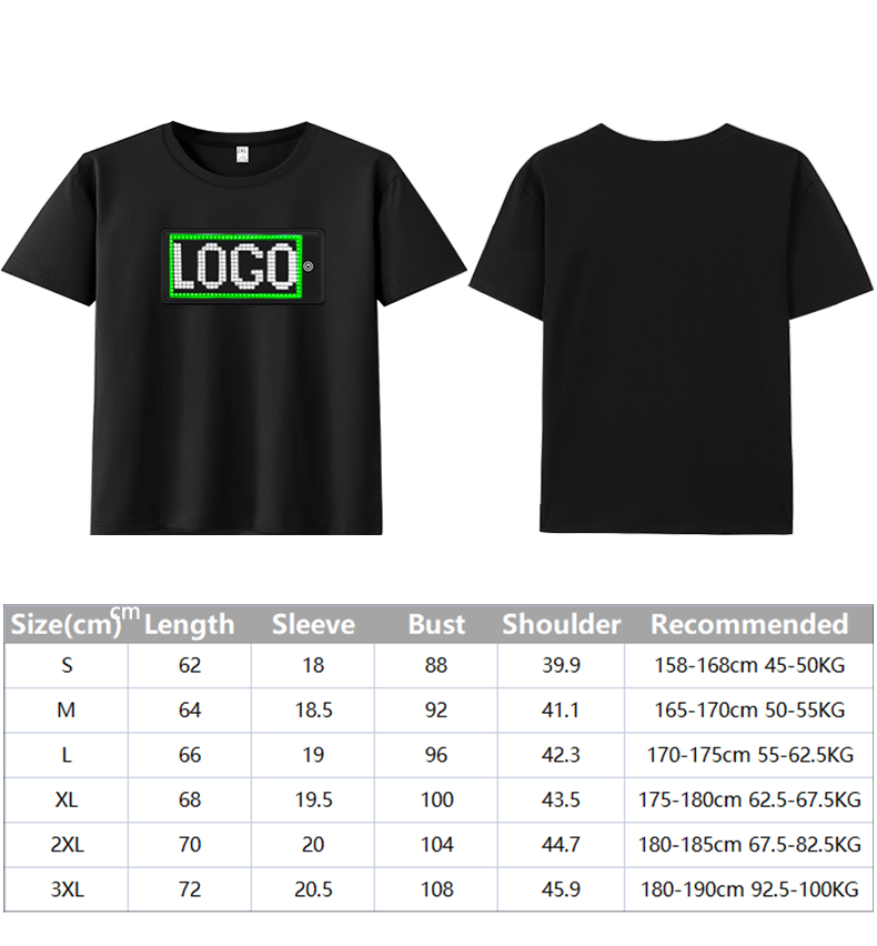 Manufacturer Hot Products High Quality App control LED luminous clothes nightclub cool men’s LED custom 100% cotton T-shirts（images 1）