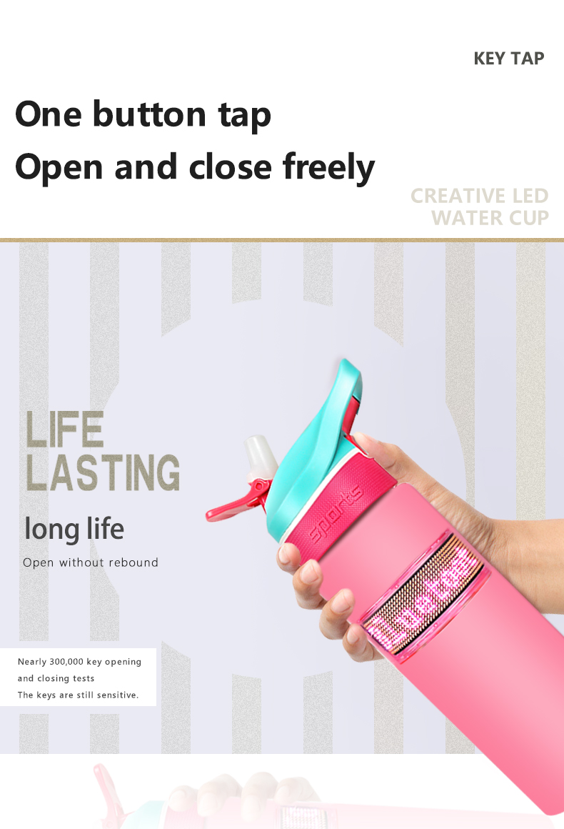 Smart LED Display Water Bottle Mobile Phone Control Digital Message Moving LED Water Cup 800ml Large Capacity Bottle For Sports（images 4）