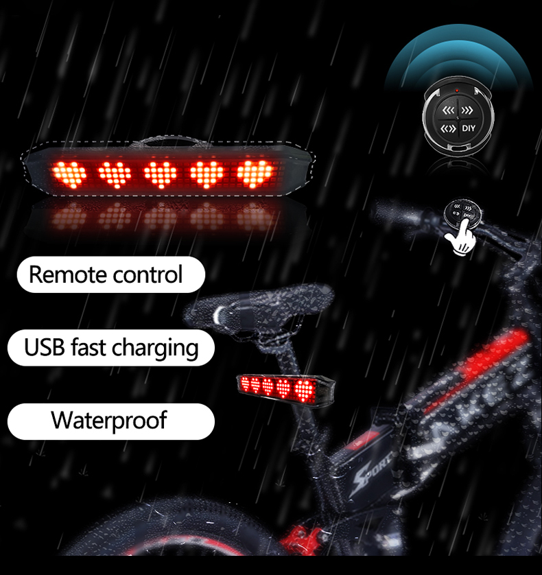 Smart remote control rainproof super bright turn signal warning rear light rechargeable led bicycle light bicycle accessories（images 5）