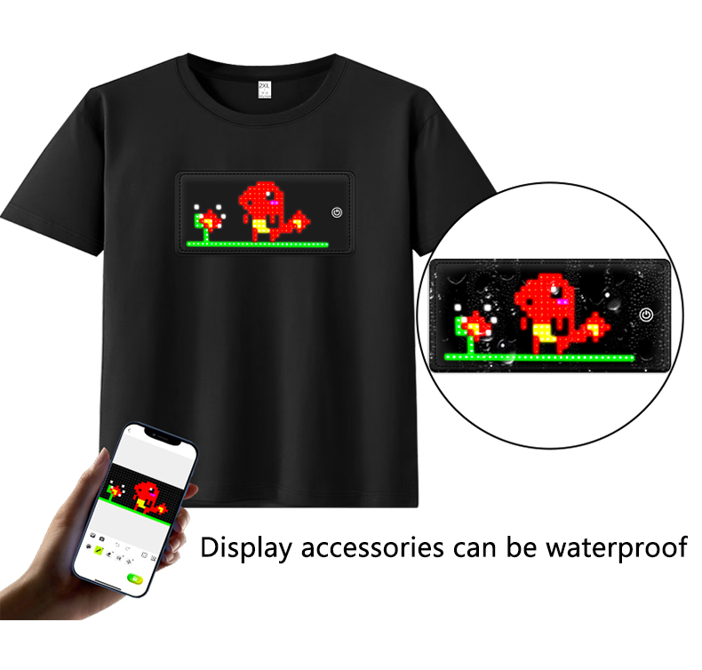 Manufacturer Hot Products High Quality App control LED luminous clothes nightclub cool men’s LED custom 100% cotton T-shirts（images 6）