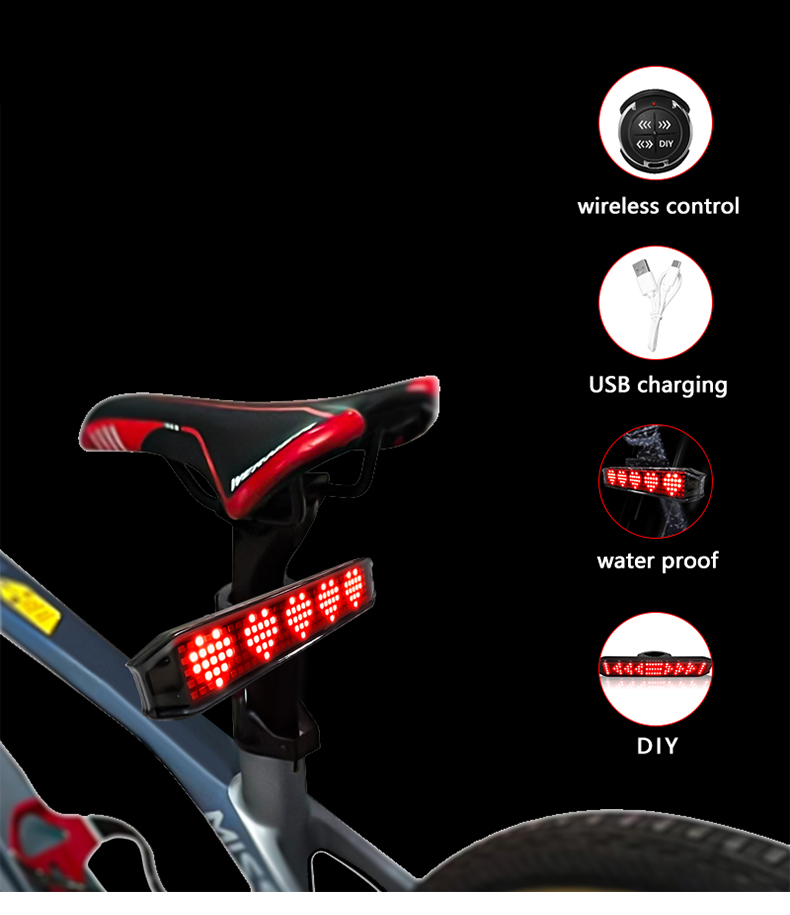 Smart remote control rainproof super bright turn signal warning rear light rechargeable led bicycle light bicycle accessories（images 6）