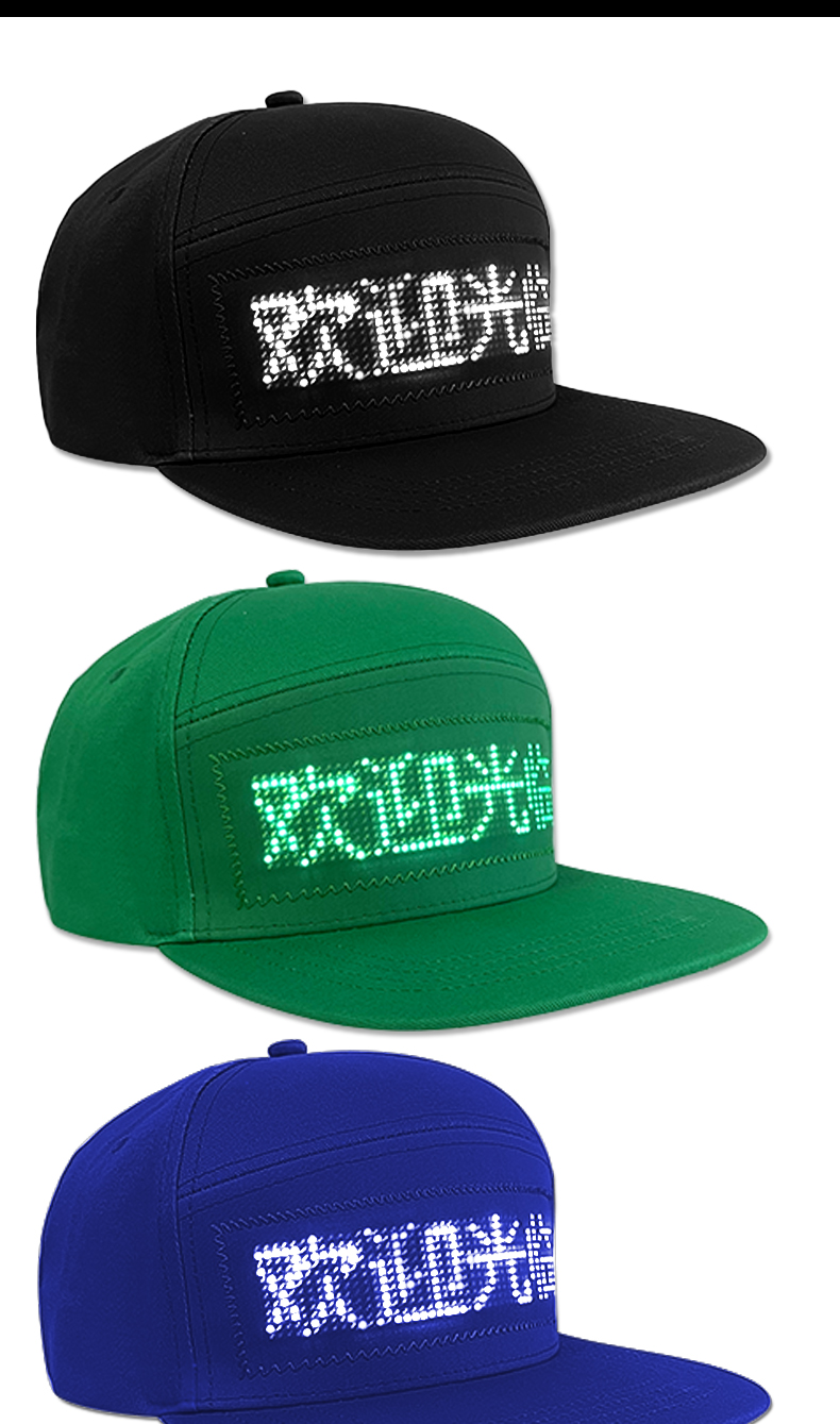 App Programmable LED hats USB recharging led flashing Baseball Cap Scrolling text LED Display Cap（images 7）