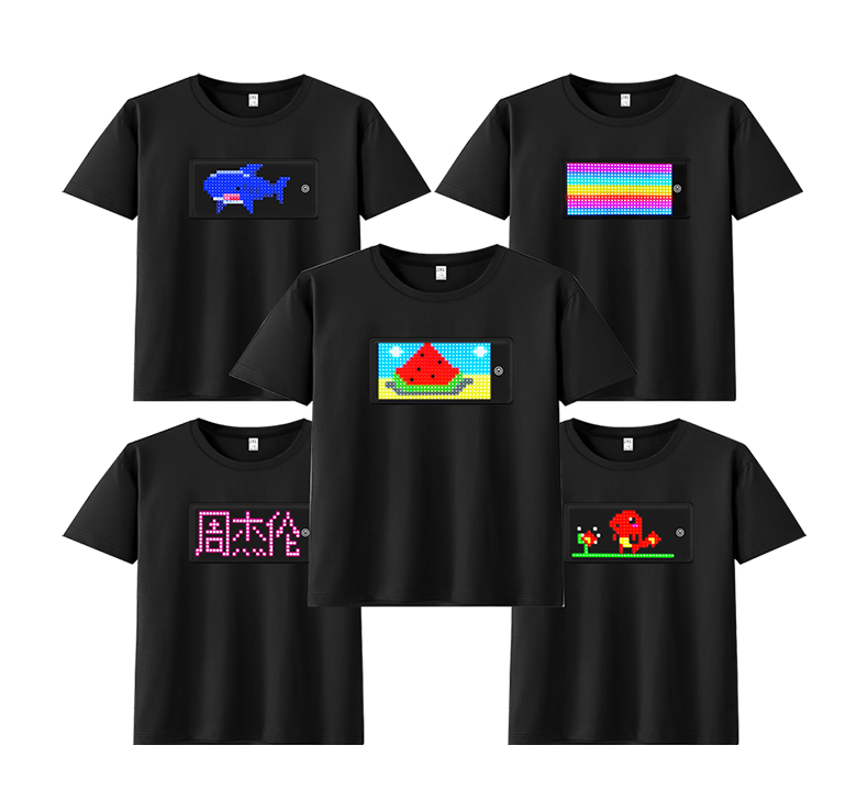 Manufacturer Hot Products High Quality App control LED luminous clothes nightclub cool men’s LED custom 100% cotton T-shirts（images 9）