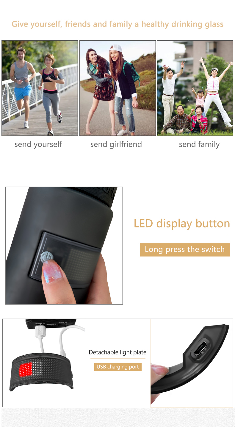 Smart LED Display Water Bottle Mobile Phone Control Digital Message Moving LED Water Cup 800ml Large Capacity Bottle For Sports（images 9）