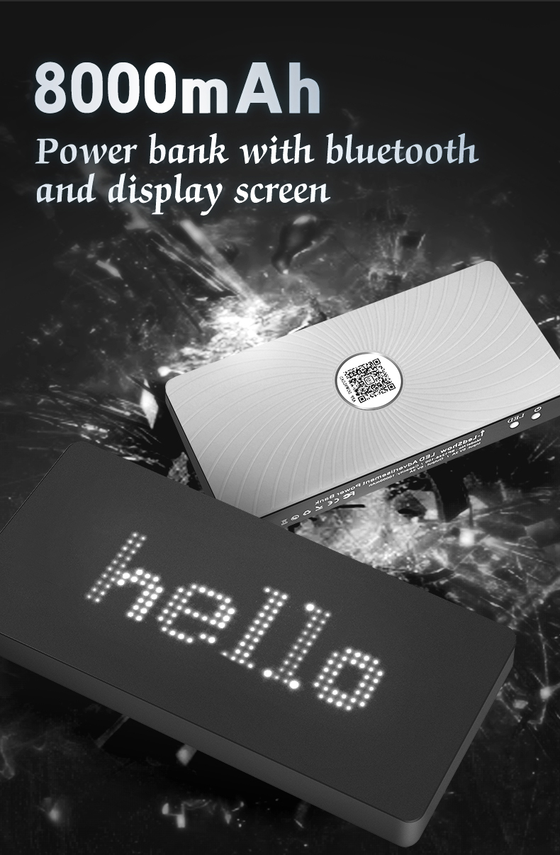 USB Rechargeable LED Power Bank Digital Messages Scrolling LED Screen Board On Powerbank Factory Sale Cheap LED Power Bank（images 1）