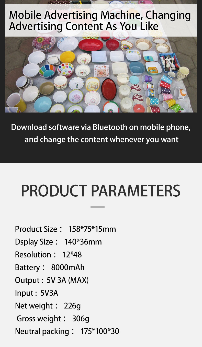 USB Rechargeable LED Power Bank Digital Messages Scrolling LED Screen Board On Powerbank Factory Sale Cheap LED Power Bank（images 10）