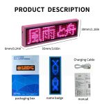 LED Name Badge USB Recharge Programming Digital Display LED Card Screen for Bar Hotel Party Supermarket School and Restaurant