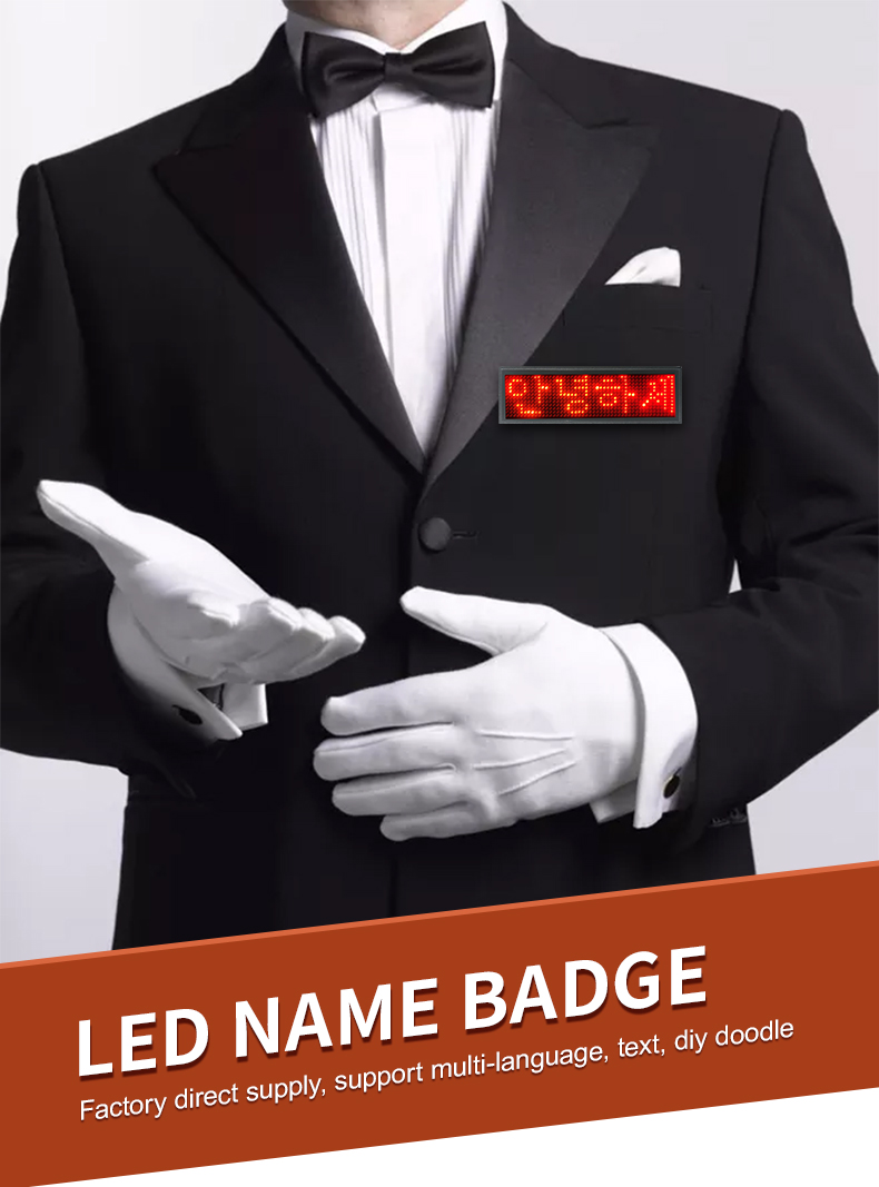 LED Name Badge USB Recharge Programming Digital Display LED Card Screen for Bar Hotel Party Supermarket School and Restaurant（images 1）