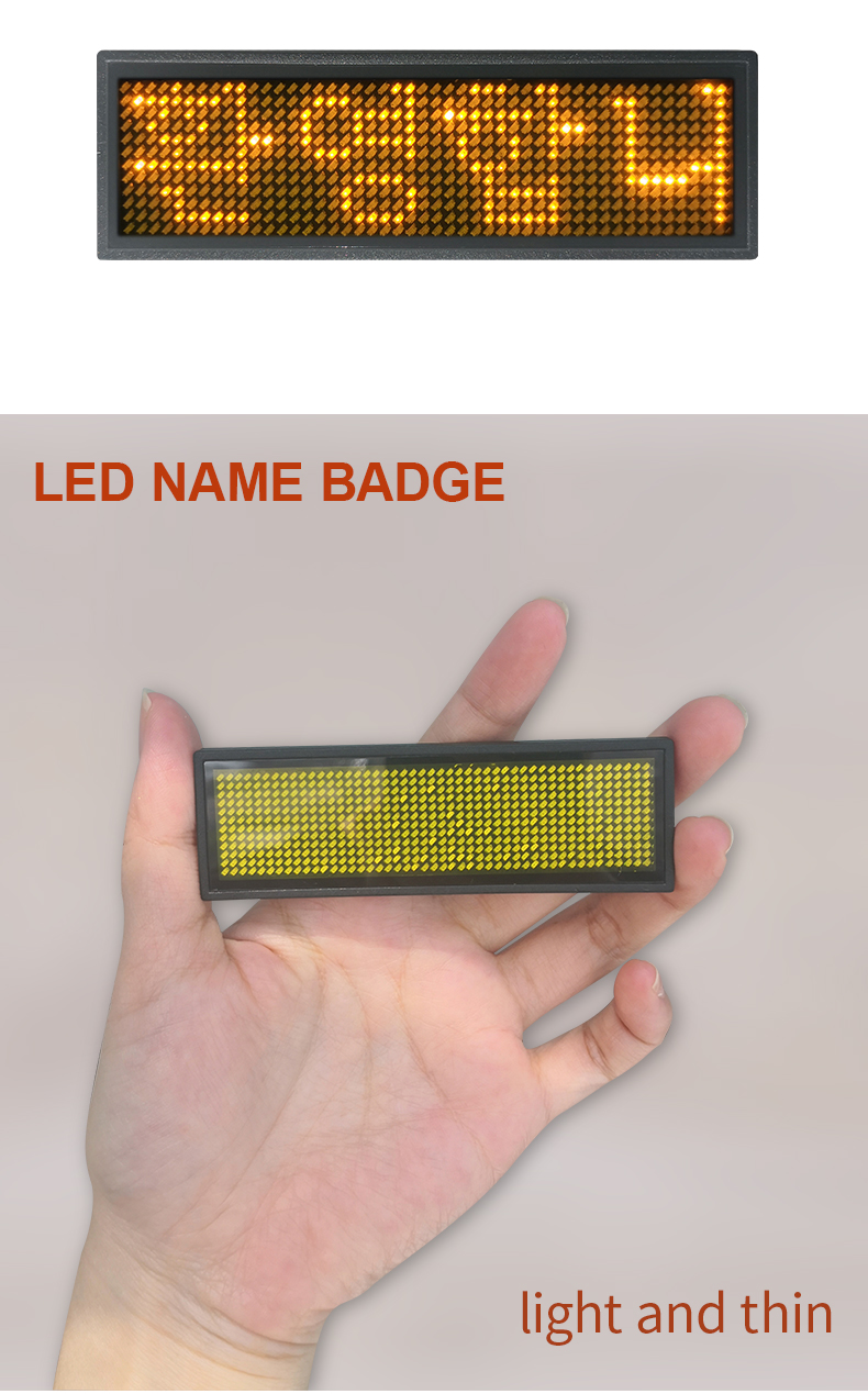 LED Name Badge USB Recharge Programming Digital Display LED Card Screen for Bar Hotel Party Supermarket School and Restaurant（images 3）