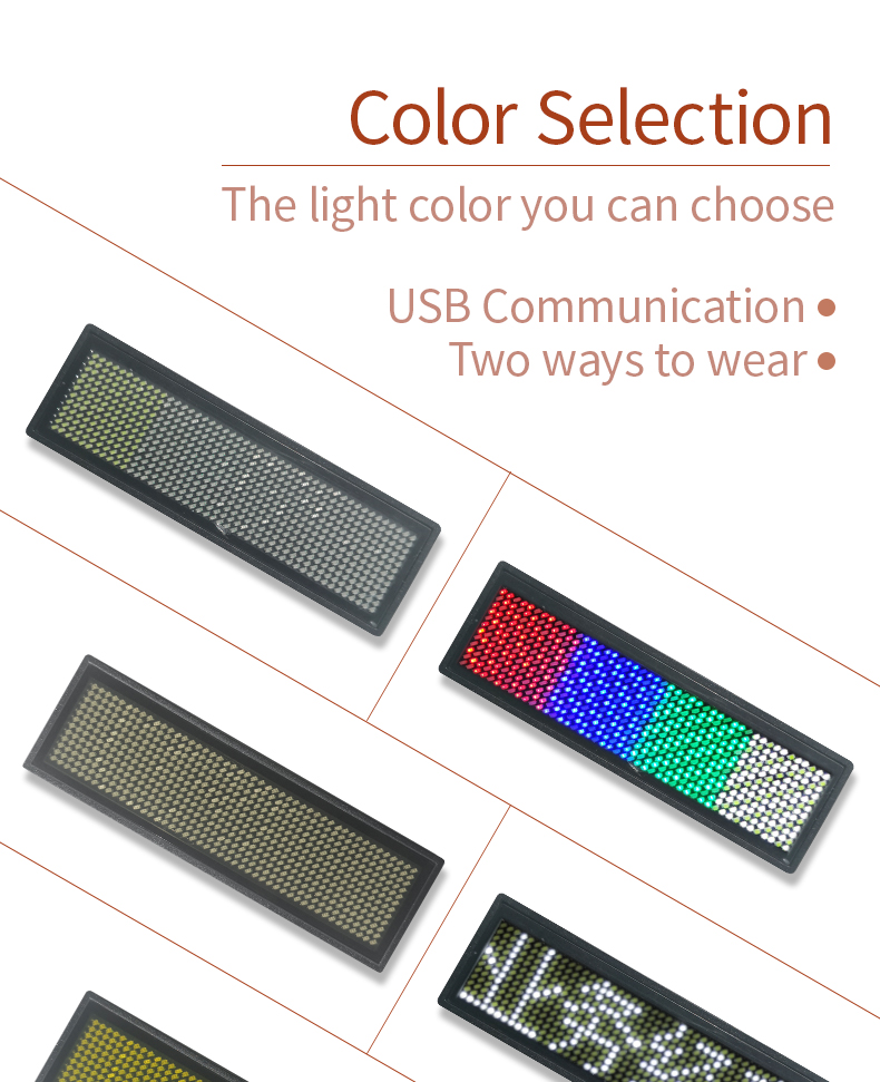 LED Name Badge USB Recharge Programming Digital Display LED Card Screen for Bar Hotel Party Supermarket School and Restaurant（images 4）