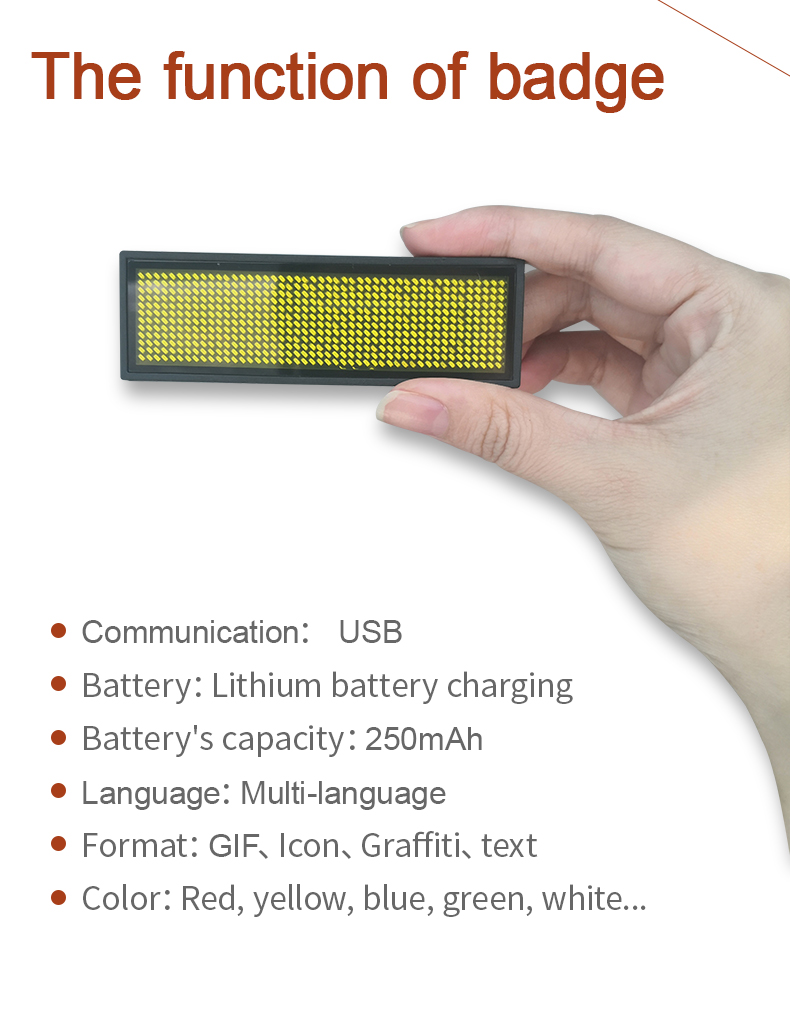 LED Name Badge USB Recharge Programming Digital Display LED Card Screen for Bar Hotel Party Supermarket School and Restaurant（images 7）