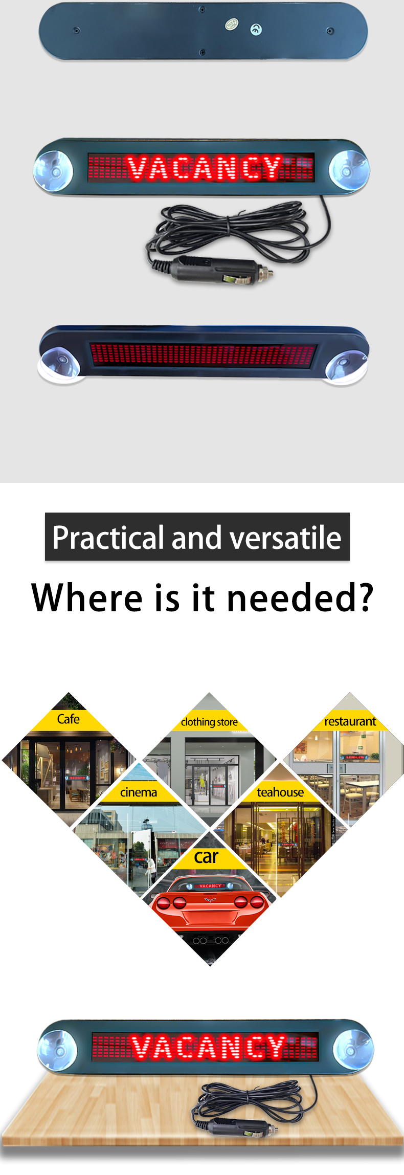 12v Remote Led Car Sign Programmable Scrolling Message Sign Board for Car Shop Store（images 2）