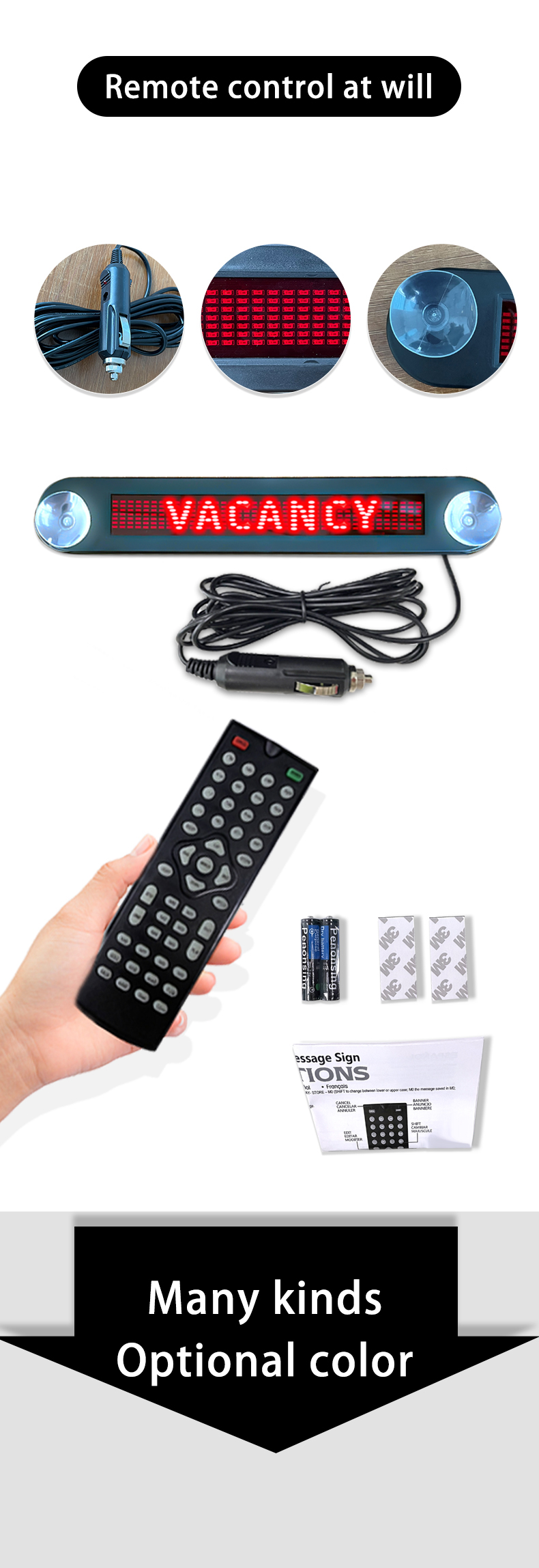 12v Remote Led Car Sign Programmable Scrolling Message Sign Board for Car Shop Store（images 3）