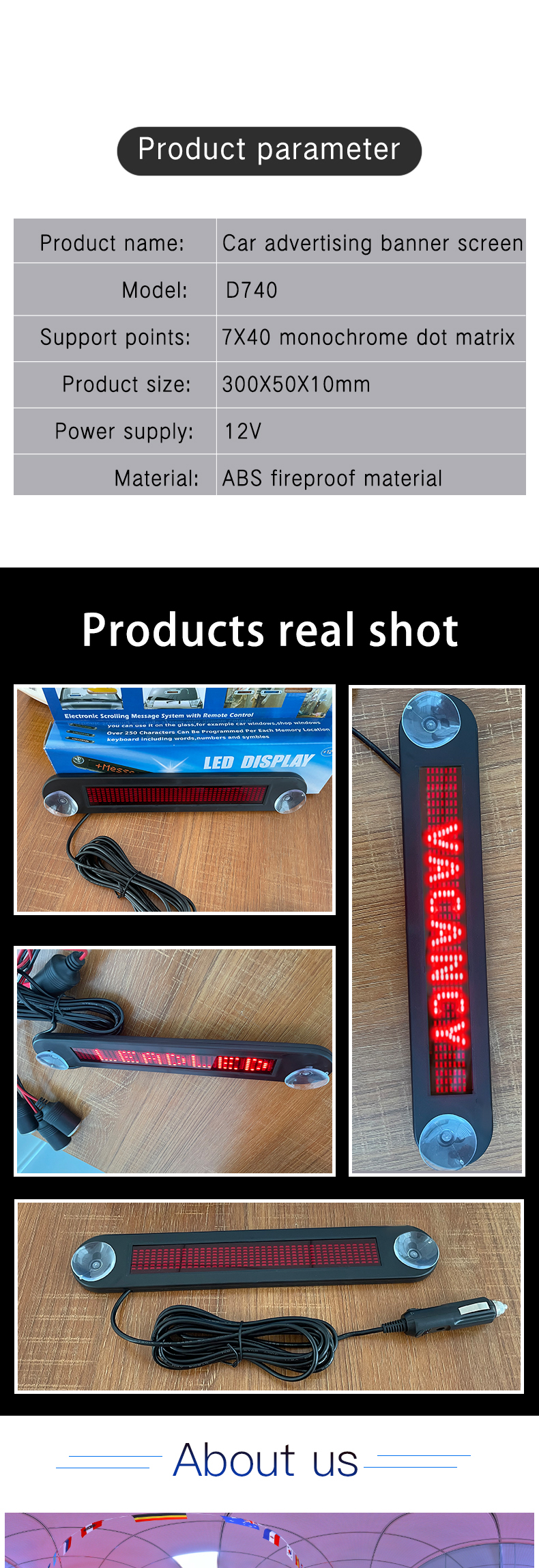 12v Remote Led Car Sign Programmable Scrolling Message Sign Board for Car Shop Store（images 5）