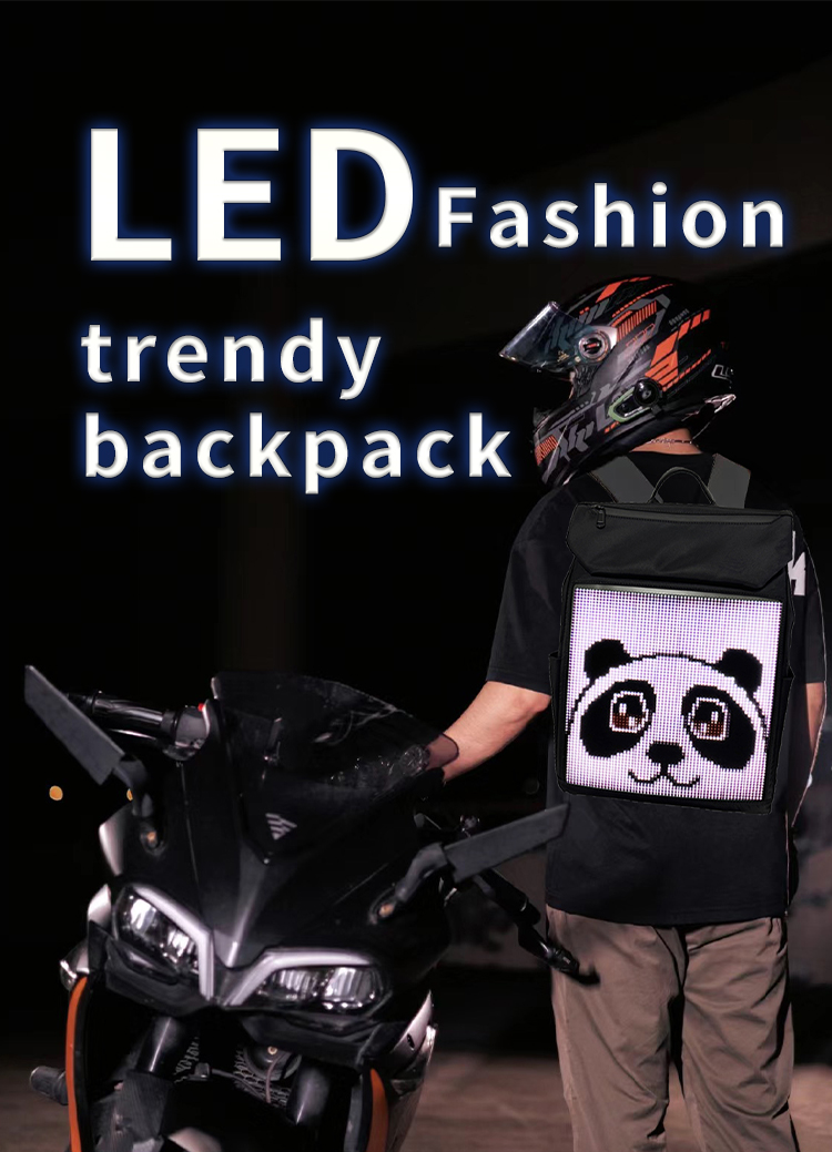Unisex Casual Backpack With Full Color Display, Outdoor Sports LED Backpack, APP Programmable LED Backpack for Hiking Riding（images 1）