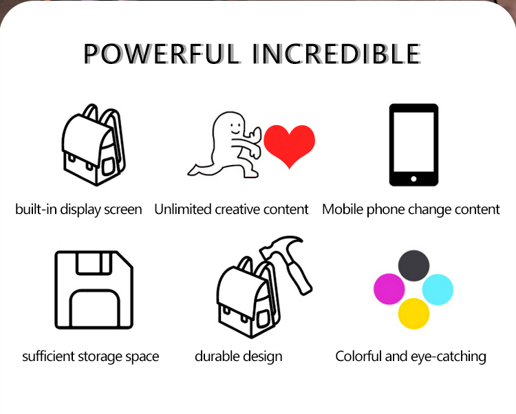 Unisex Casual Backpack With Full Color Display, Outdoor Sports LED Backpack, APP Programmable LED Backpack for Hiking Riding（images 2）