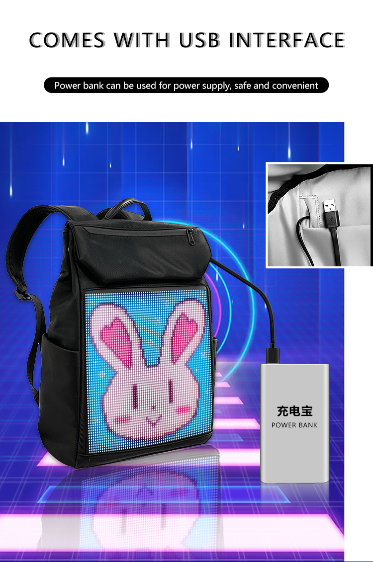 Unisex Casual Backpack With Full Color Display, Outdoor Sports LED Backpack, APP Programmable LED Backpack for Hiking Riding（images 4）