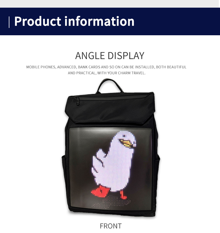 Unisex Casual Backpack With Full Color Display, Outdoor Sports LED Backpack, APP Programmable LED Backpack for Hiking Riding（images 7）