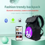 LED Backpack for Men Women with Round Screen Flashing Displaying Custom Messages Black Sports Bag Digital Display Backpack