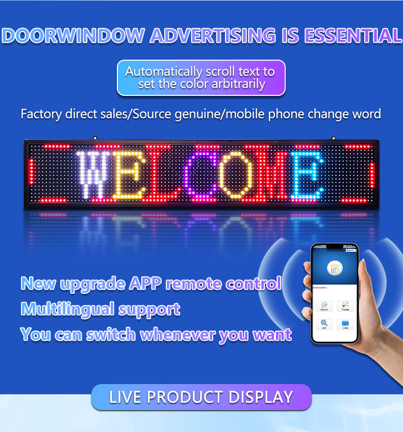 Outdoor LED Poster Shop Open Hours Advertising LED Sign Scrolling Message LED Board APP Programmable P10 Digital Display Screen（images 4）