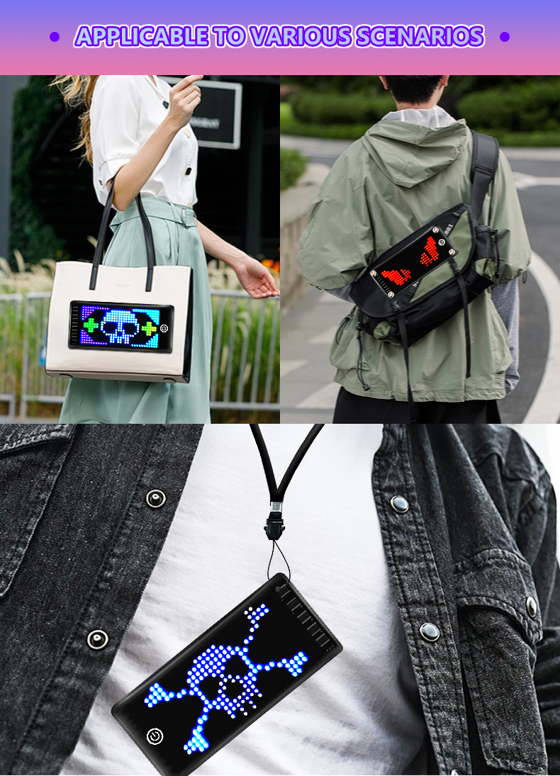 Mini LED Signs Rechargeable Wireless Bluetooth LED Message Sign, Smart App Control Programmable Custom LED Matrix Panel for Message Tag LED Badge Business Card（images 9）