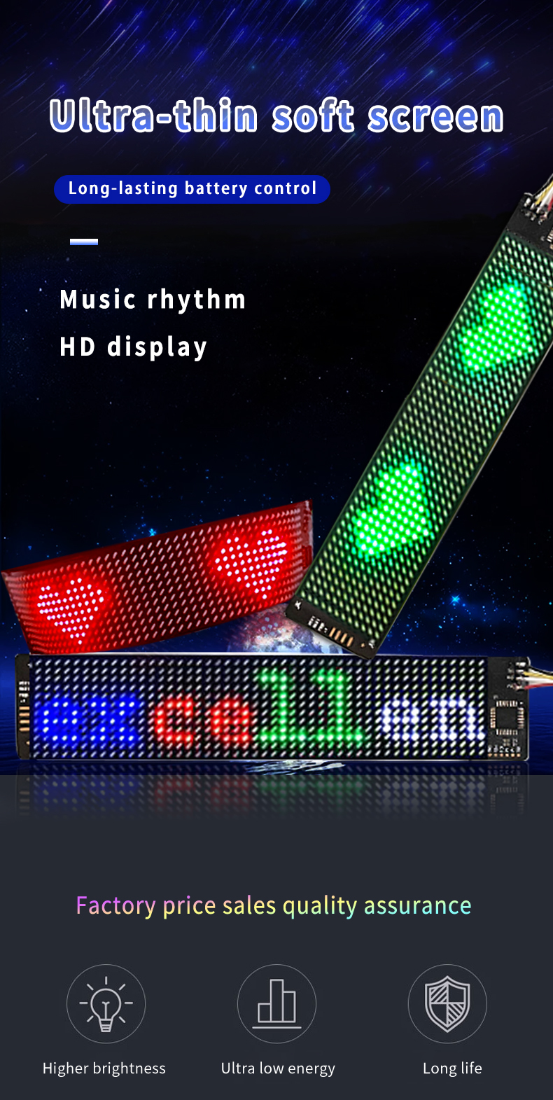 APP phone control moving Message Display for Cap Hat Shoes Clothes Wallet Flexible LED Display（images 1）