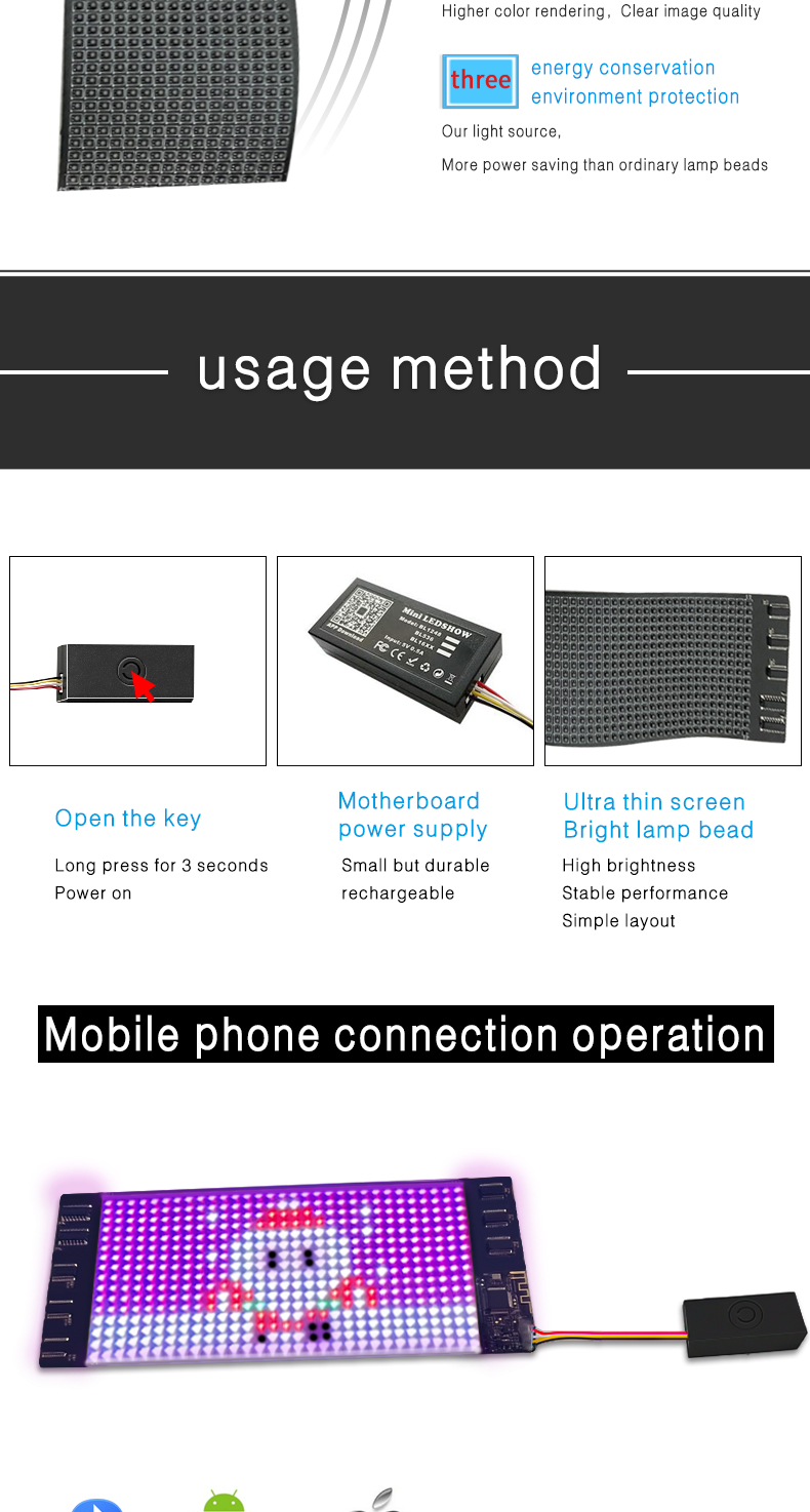 Flexible LED Display Sign Light Up Scrolling Messages Programmable Soft LED Bag T-shirts Shoes Screen（images 3）