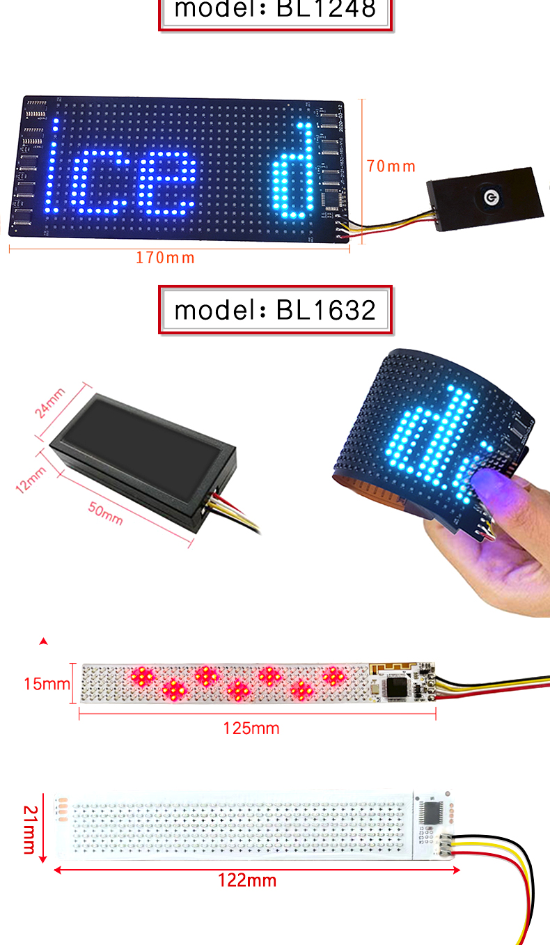 Mini LED Flexible Screen Panel 5*36 Pixels Smart app Programmable LED Ticker Board for Shoes Hats Clothes Bags Avertise Light（images 7）