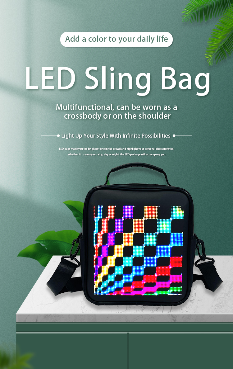 New Design Advertising LED Display Backpack APP Control LED Screen Dynamic Sling Bag With LED Display Funny Bag For Men Women（images 1）
