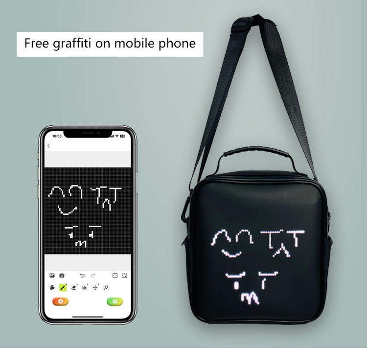 New Design Advertising LED Display Backpack APP Control LED Screen Dynamic Sling Bag With LED Display Funny Bag For Men Women（images 4）