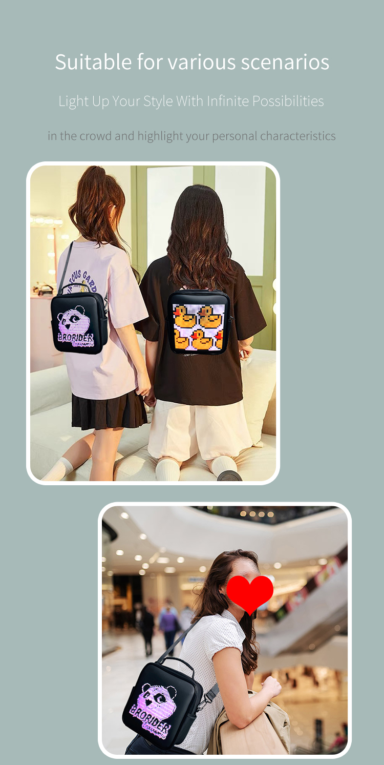 New Design Advertising LED Display Backpack APP Control LED Screen Dynamic Sling Bag With LED Display Funny Bag For Men Women（images 6）