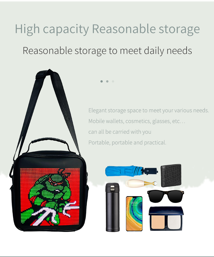 New Design Advertising LED Display Backpack APP Control LED Screen Dynamic Sling Bag With LED Display Funny Bag For Men Women（images 8）