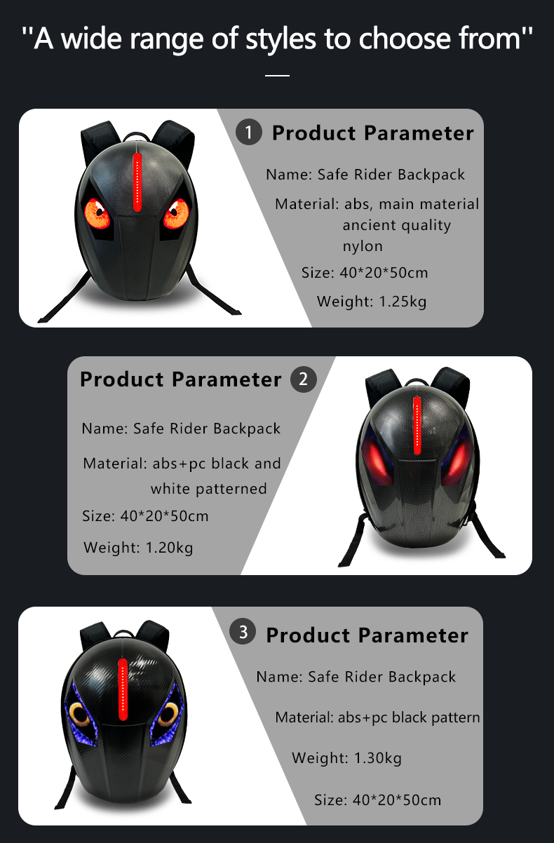 APP control Eyes Knight Bag Laptop backpack Motorcycle Riding Bag Led Display Backpack Waterproof Hard Shell DIY LED Backpack（images 11）