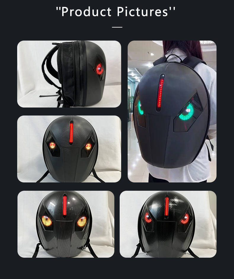 APP control Eyes Knight Bag Laptop backpack Motorcycle Riding Bag Led Display Backpack Waterproof Hard Shell DIY LED Backpack（images 13）