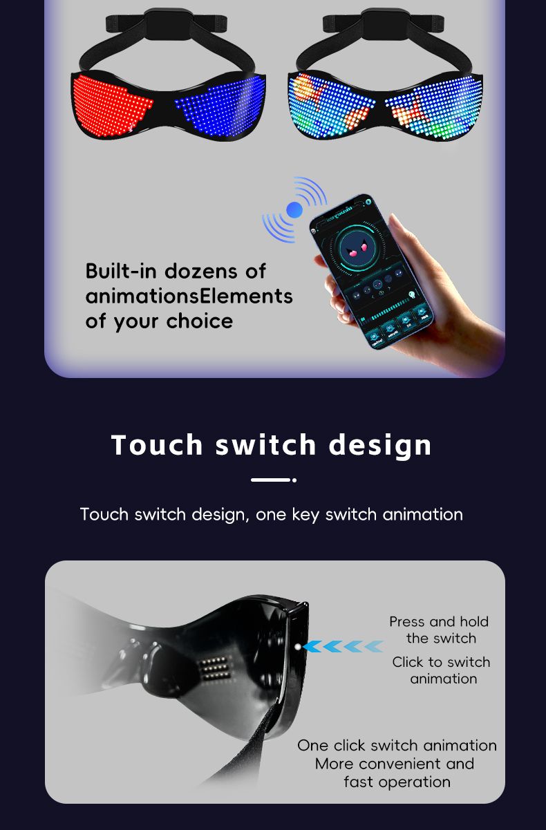 LED Glasses Light Up Dynamic Party Favor Glasses Festival Christmas USB Rechargeable LED Rave Glowing Flashing Glasses（images 4）