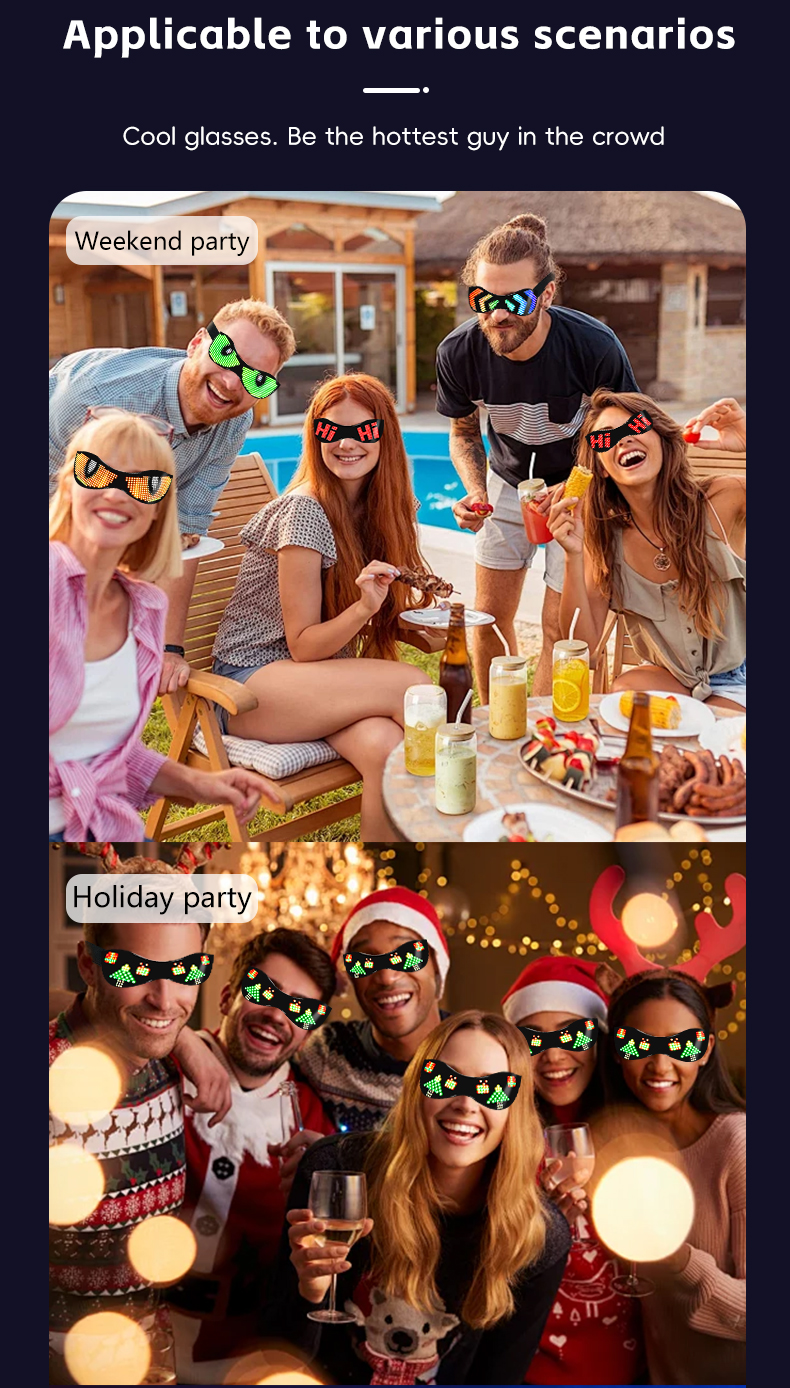 LED Glasses Light Up Dynamic Party Favor Glasses Festival Christmas USB Rechargeable LED Rave Glowing Flashing Glasses（images 6）