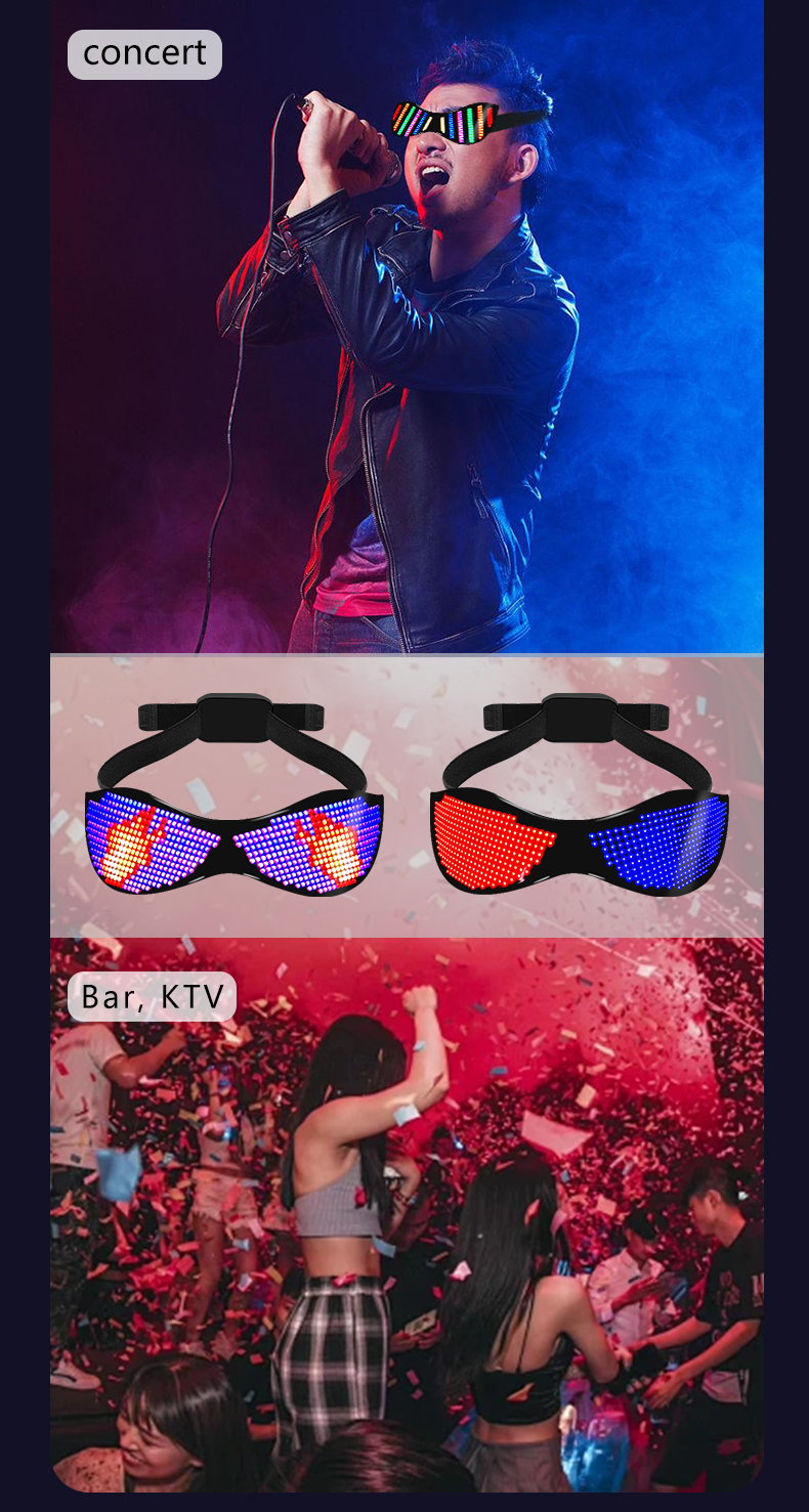 LED Glasses Light Up Dynamic Party Favor Glasses Festival Christmas USB Rechargeable LED Rave Glowing Flashing Glasses（images 7）