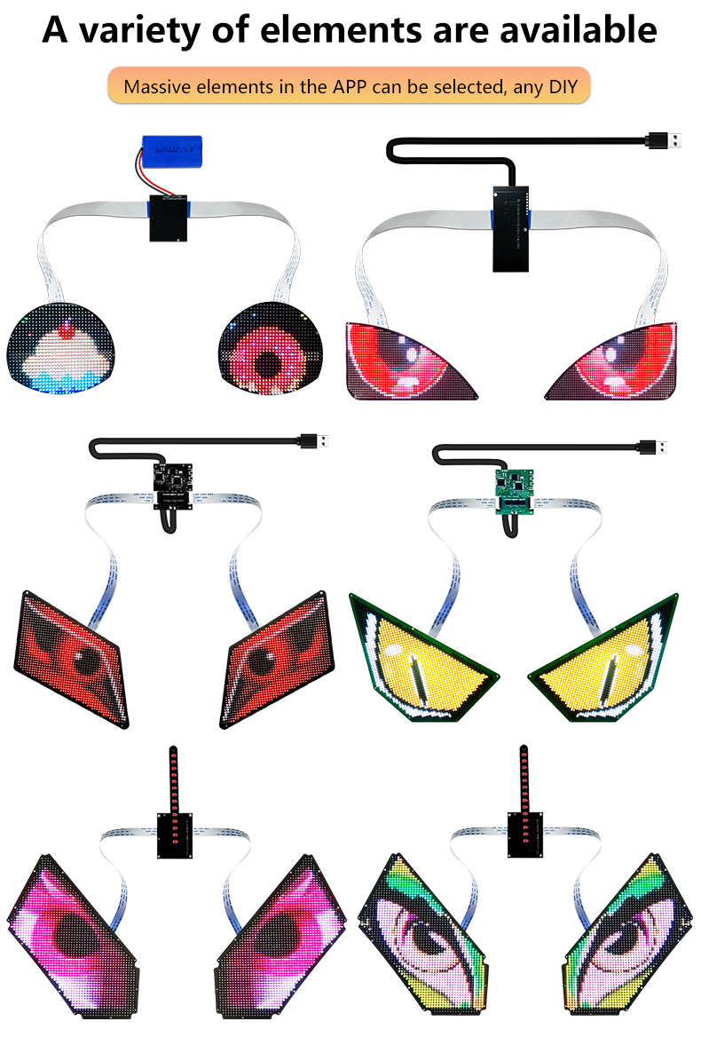 Winking Eyes LED Panel Display LED Angel Eyes Blinking Screen APP Programmable LED Eye Display for Car Backpack LED Screen（images 7）