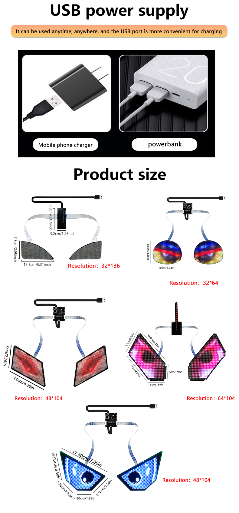 Winking Eyes LED Panel Display LED Angel Eyes Blinking Screen APP Programmable LED Eye Display for Car Backpack LED Screen（images 9）