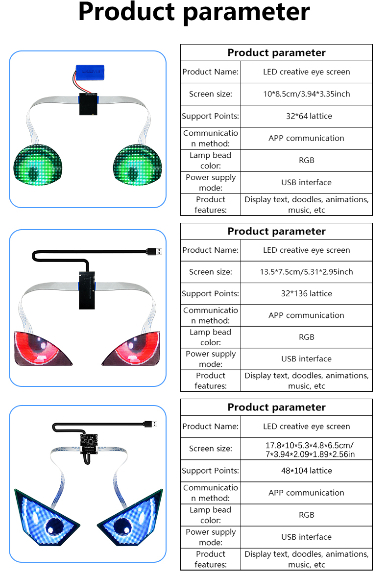 Winking Eyes LED Panel Display LED Angel Eyes Blinking Screen APP Programmable LED Eye Display for Car Backpack LED Screen（images 10）