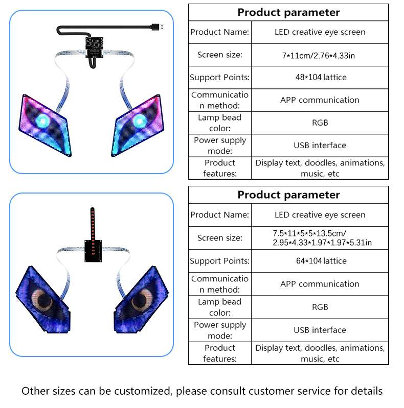 Winking Eyes LED Panel Display LED Angel Eyes Blinking Screen APP Programmable LED Eye Display for Car Backpack LED Screen（images 11）