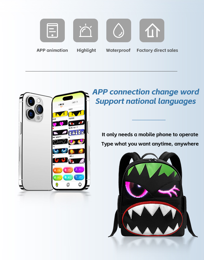 Factory Supplier Travel Bag LED Eye Backpack High Quality Cartoon Waterproof Travel Mini Small Girls Backpack School Bags（images 2）